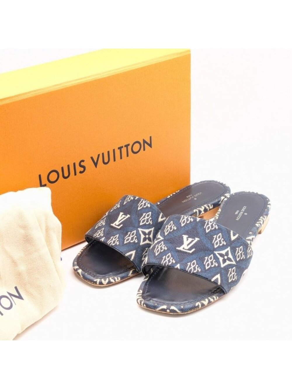 Louis Vuitton Revival Line Sandals Monogram Jacquard Navy